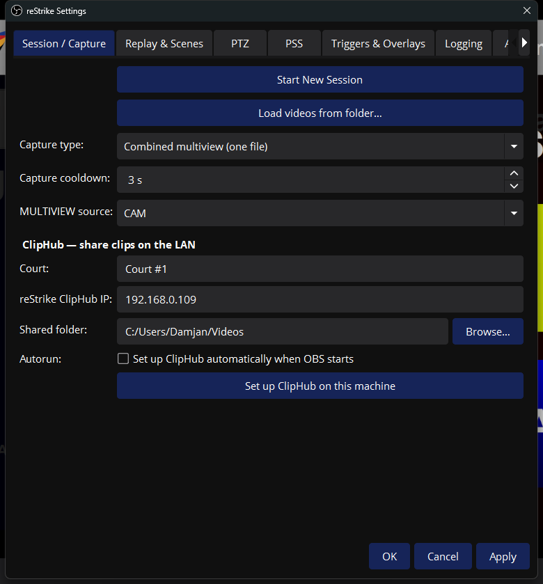 ClipHub setup inside reStrike Settings