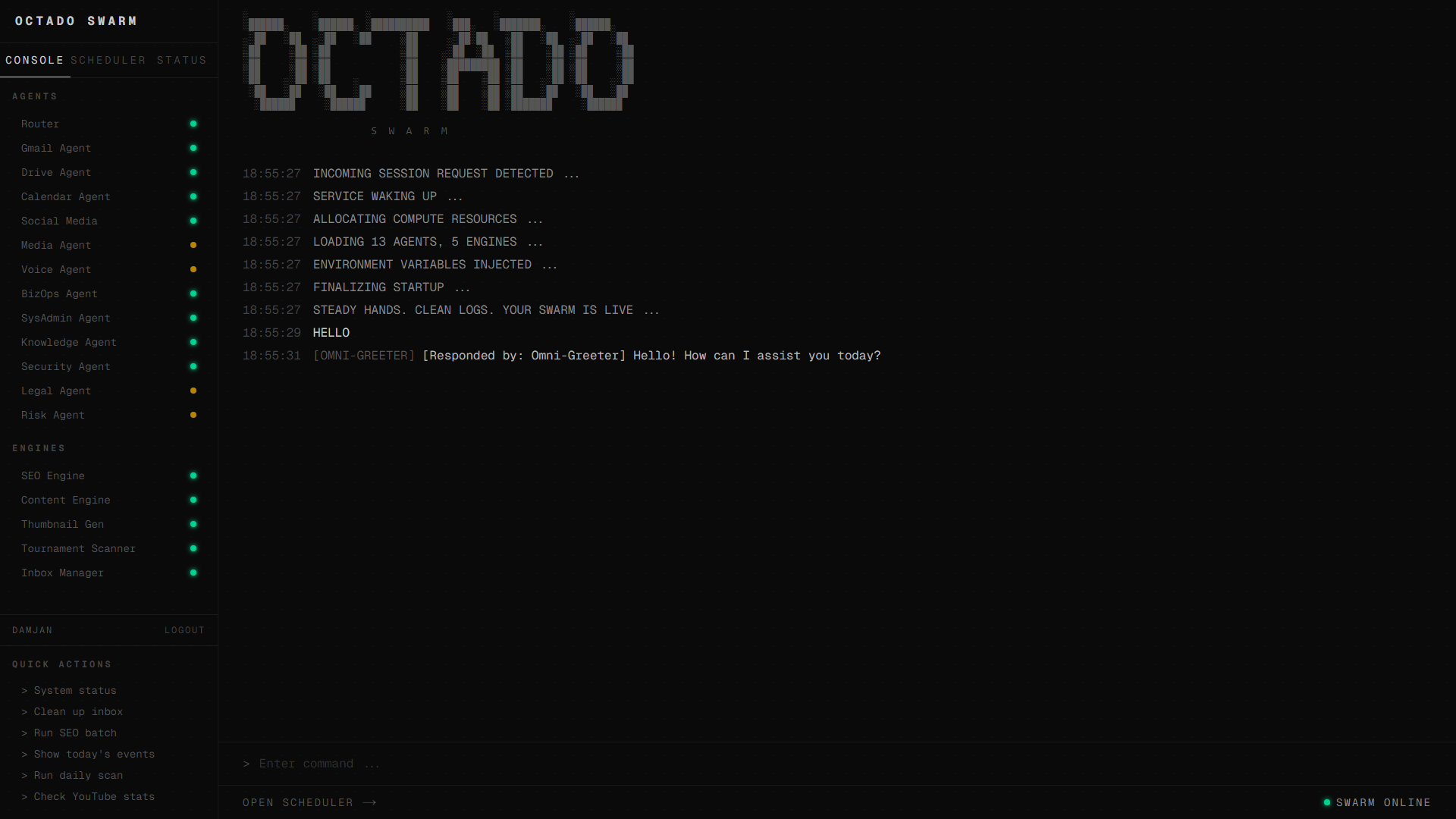 Octado Swarm console